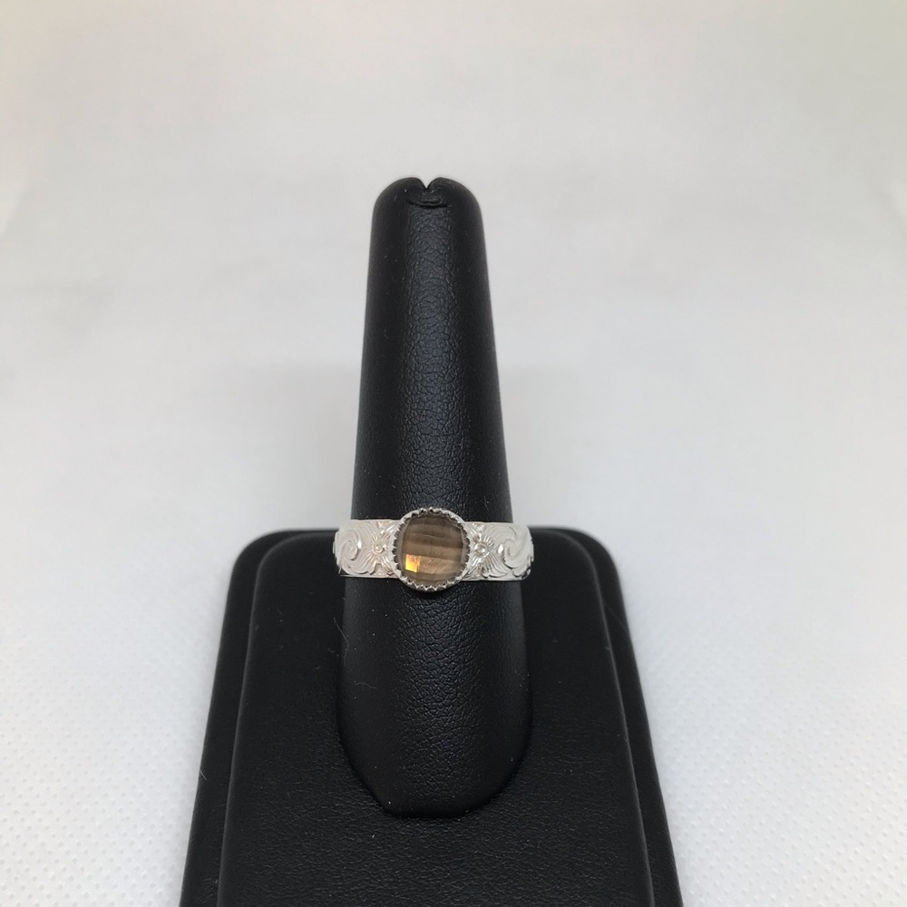 2Ct Smokey Quartz Faceted Ring Handmade
